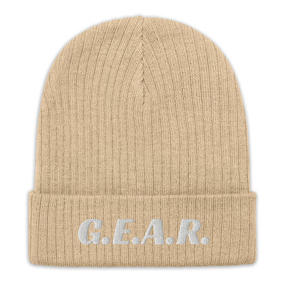 C Ribbed knit beanie