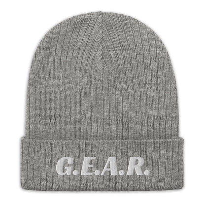 C Ribbed knit beanie